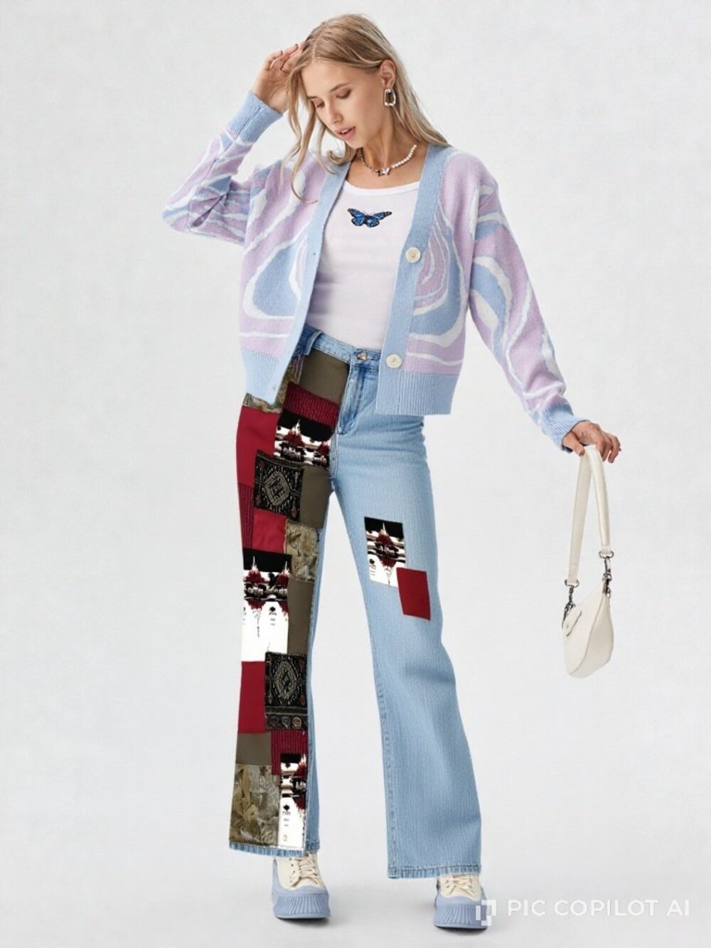 Upcycled Southwest Patchwork Jeans Handmade Aztec Tribal Wolves Women's Sz 12